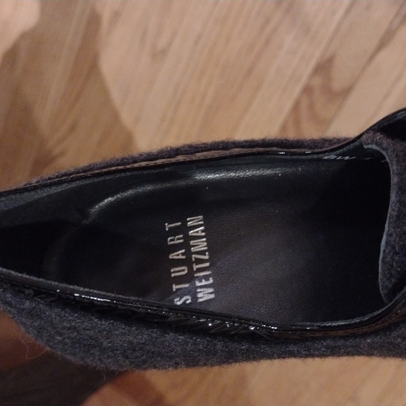 Stuart Weitzman Wool and Patent Leather Lace Up Oxford Heel Booties Size 7 1/2 - Picture 7 of 12